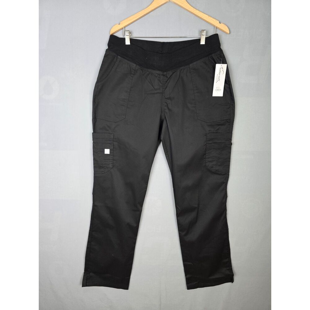 Lot of 2 New Butter-Soft Scrub Bottoms Pants Large Black Medical Workwear